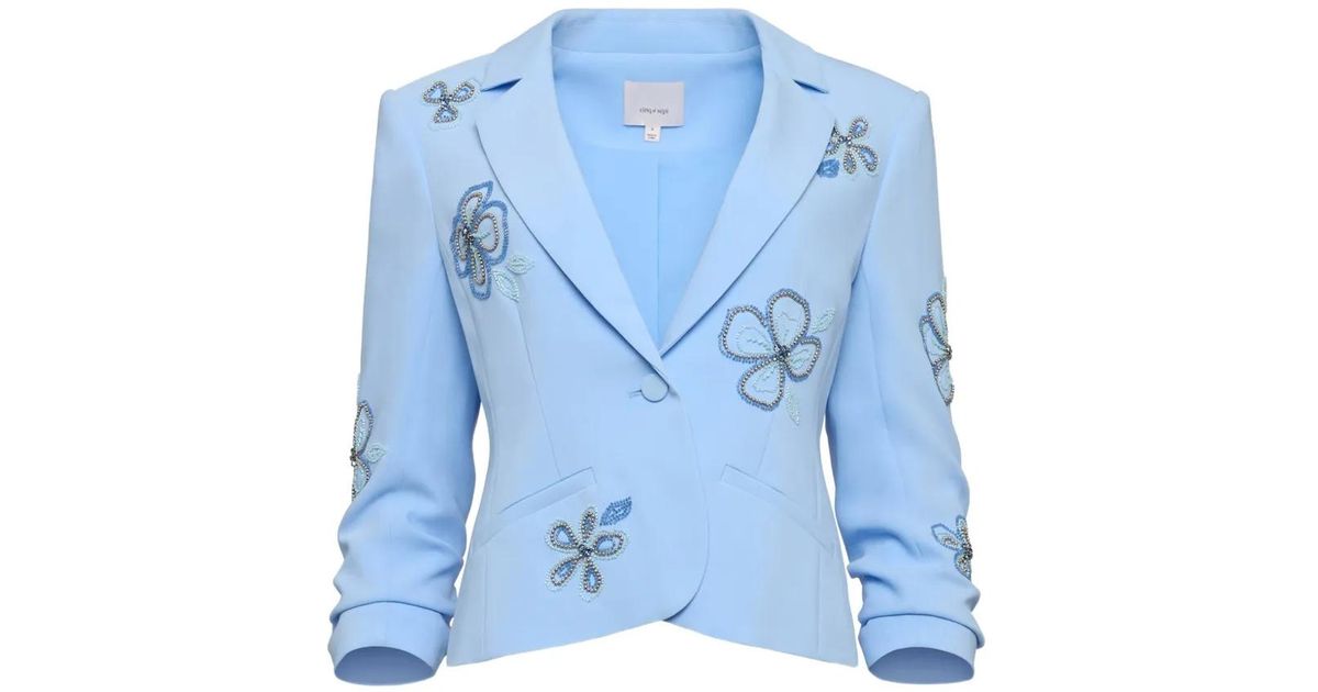 Cinq À Sept Le Petit Khloe Beaded-Flowers Jacket in Blue | Lyst