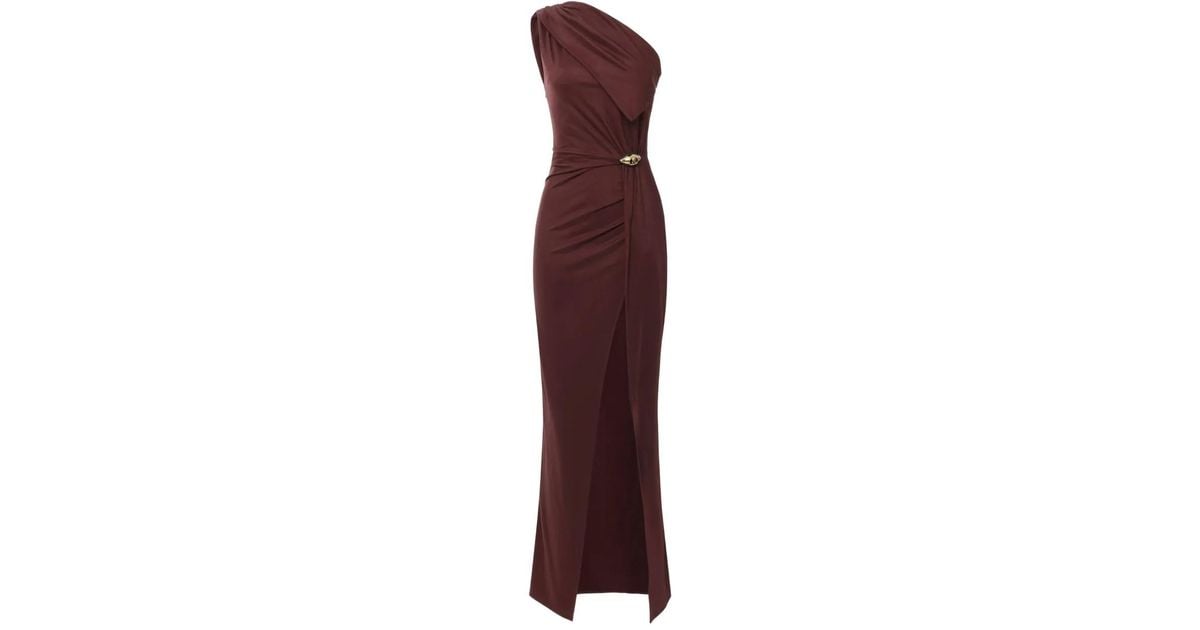 オールインワン・サロペット Elisabetta Franchi One-Shoulder Draped Blue Evening Dress Elisabetta Franchi - Pleated lurex-knit one-shoulder gown