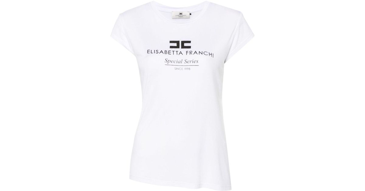 Elisabetta Franchi Logo-Print T-Shirt in White | Lyst UK
