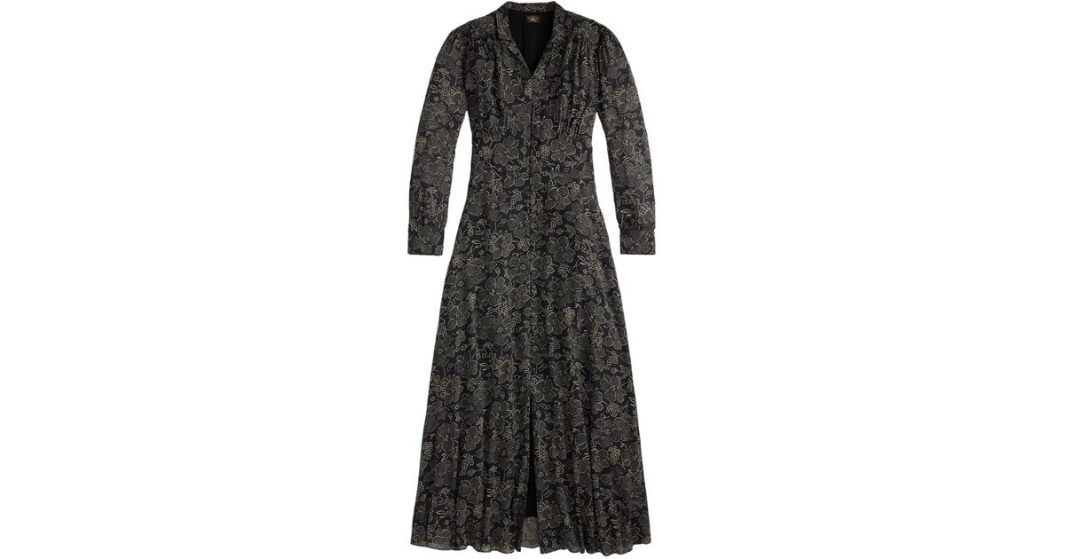 Rrl Robe RRL Floral Button Dress in Black | Lyst