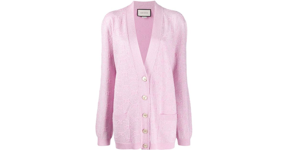 Gucci Wool GG Sparkling-effect Cardigan in Pink - Lyst