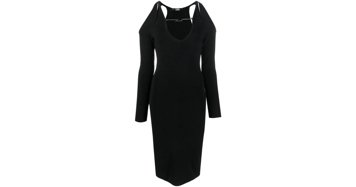 Karl Lagerfeld Chain-link Cut-out Dress in Black | Lyst