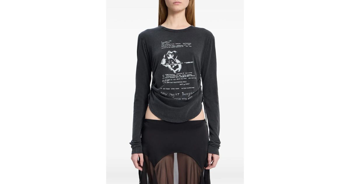 Ann Demeulemeester グラフィック ロングTシャツ ブラック | Lyst