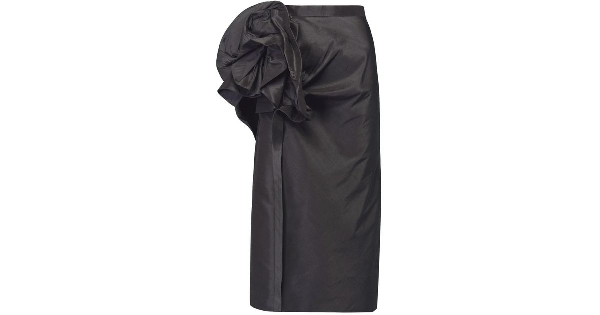 Martin Ruffle Maison Margiela Moiré-Effect Ruffled Midi Skirt in Black | Lyst