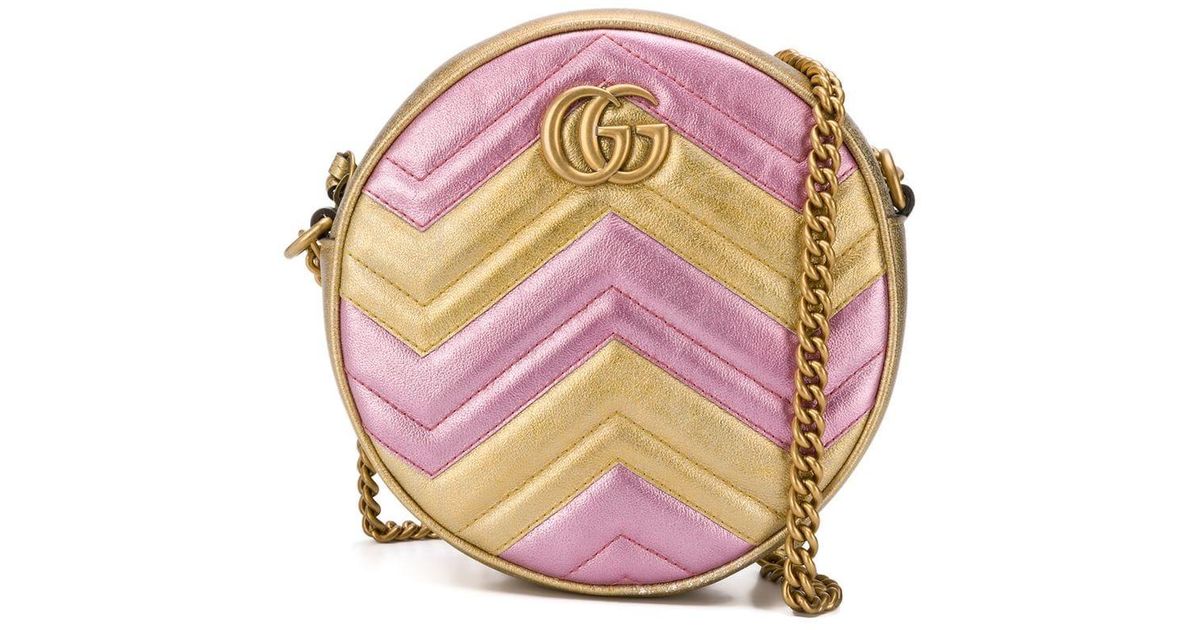 Gucci GG Marmont Round Crossbody Bag in Gold (Metallic) - Lyst