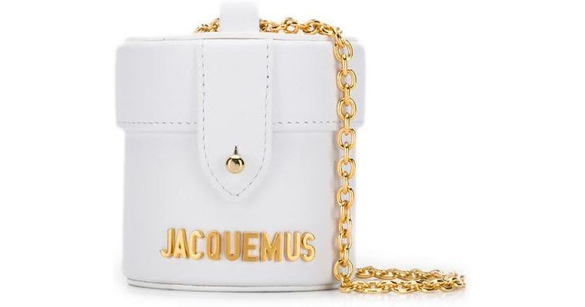 white crossbody bag with gold chain