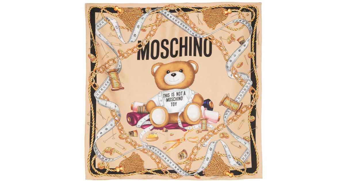 Moschino Scarf With Toy Bear Print in Metallic | Lyst