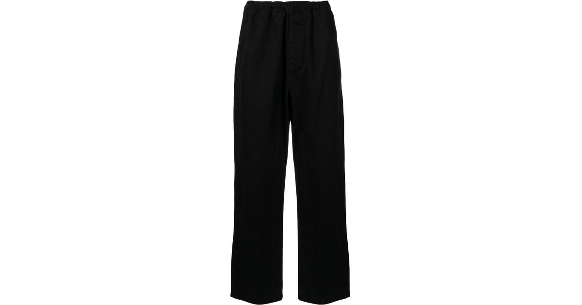 Stussy Straight-leg Cotton Trousers in Black for Men | Lyst