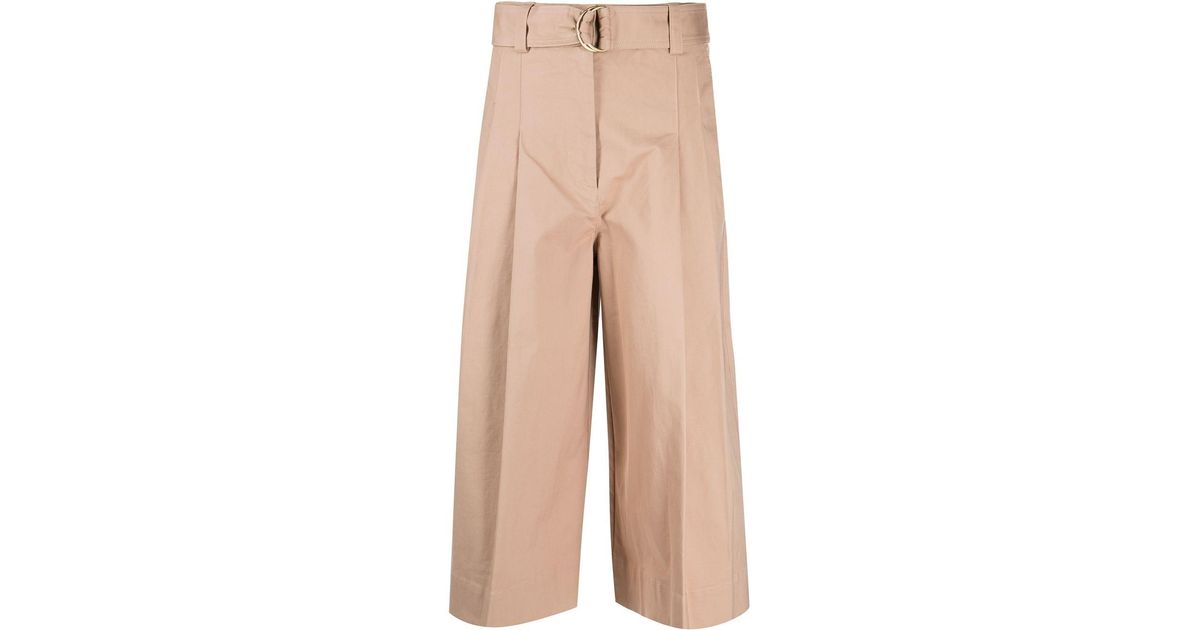Slacks and Chinos Ulla Johnson Trousers Womens Trousers Natural Slacks and Chinos Ulla Johnson Cotton Shelby Wide-leg Culotte Trousers in Green 