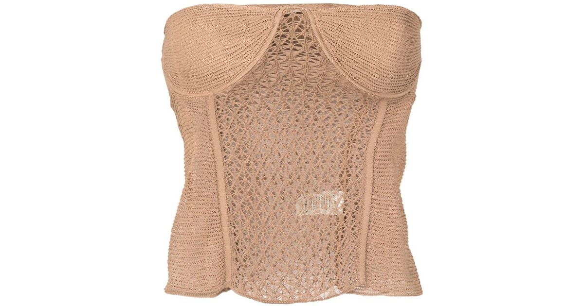 Khaite The Lori Bustier Top in Natural | Lyst