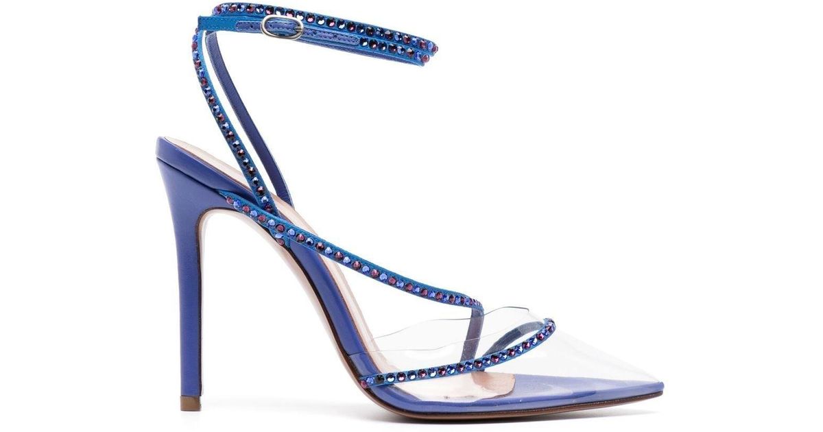 Andrea Wazen Crystal-embellished 70mm Sandals in Blue | Lyst UK