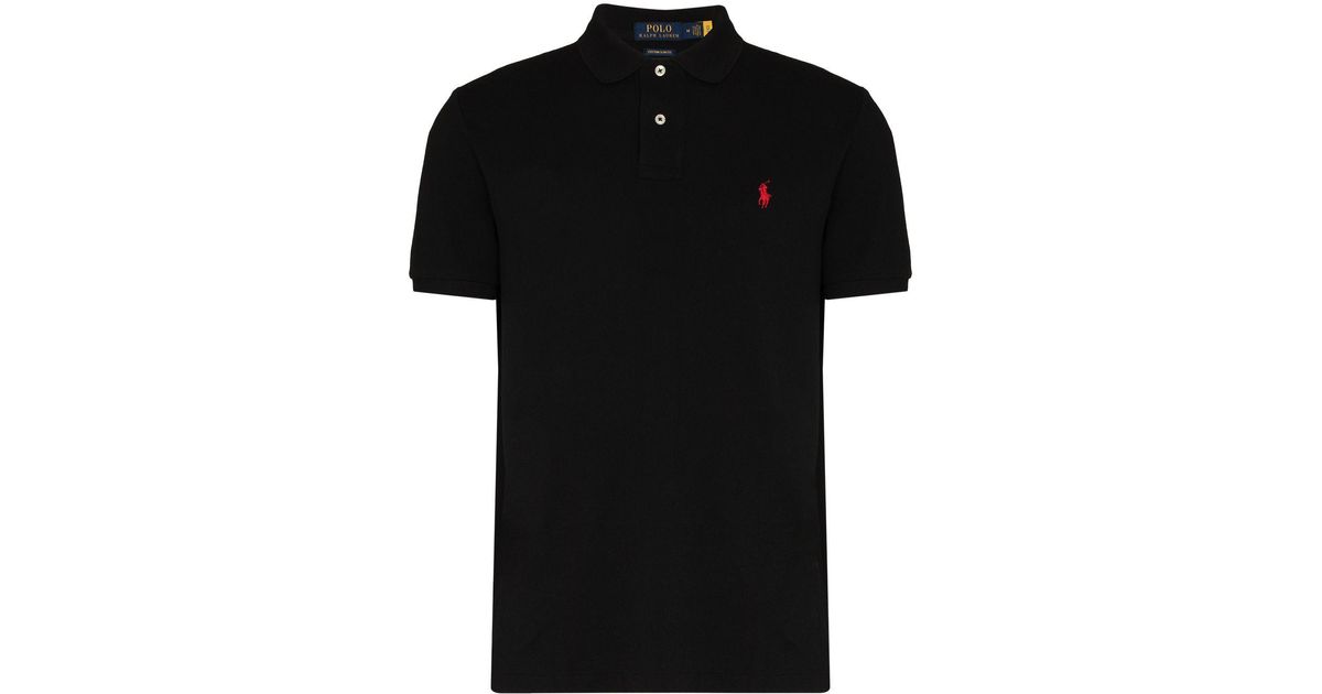 Polo Ralph Lauren Embroidered-logo Polo Shirt in Black for Men | Lyst