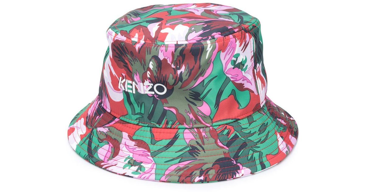 KENZO Floral Print Logo Bucket Hat for Men | Lyst Canada