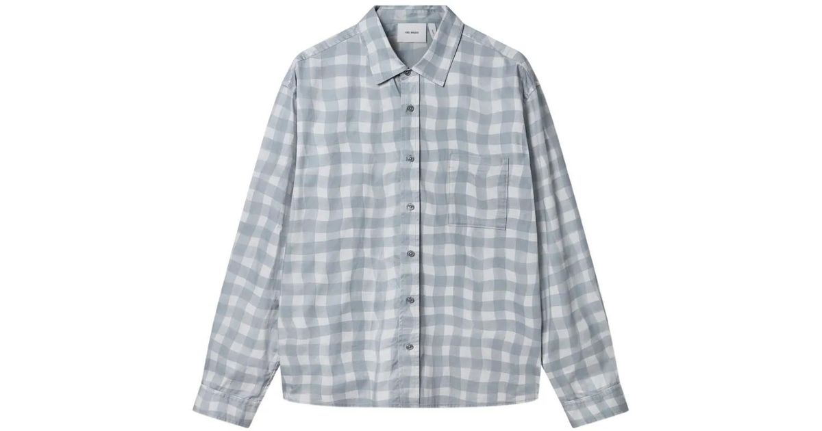 Axel Arigato Distort Gingham Pocket Shirt in Blue for Men | Lyst UK
