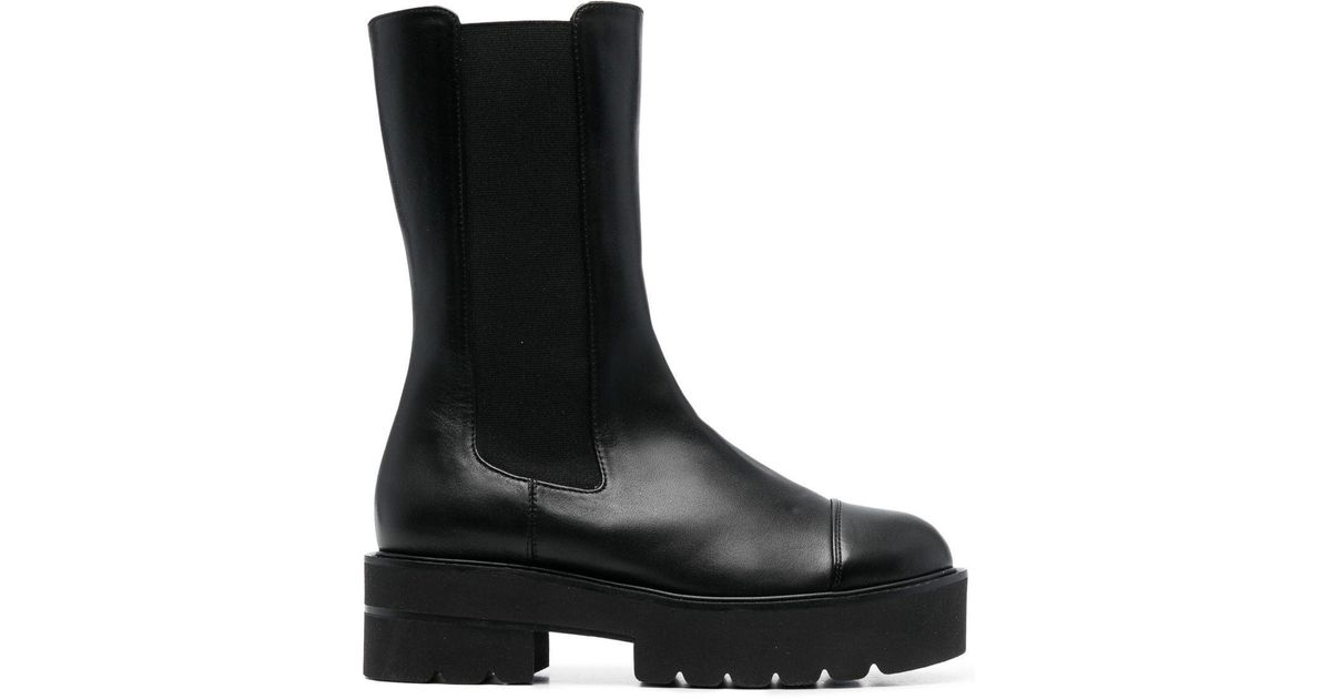 Stuart Weitzman Presley Leather Utility Boots in Black | Lyst