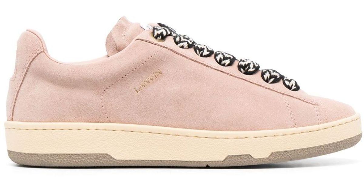 Chanel Light Pink Canvas Lace Up Bowling Sneaker