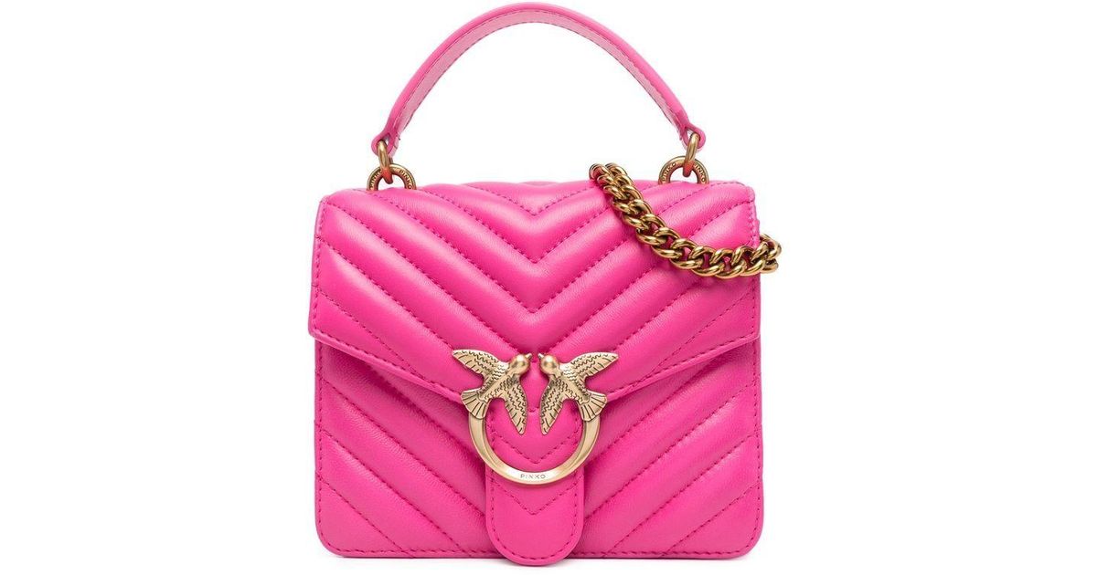 Pinko Leather Lady Love Quilted Tote Bag in Pink Lyst