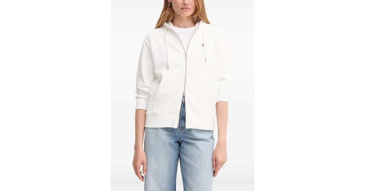 GANT Shield Zip Hoodie Sweatshirt à Capuche Femme - Logo Élégant Et Confort Coton