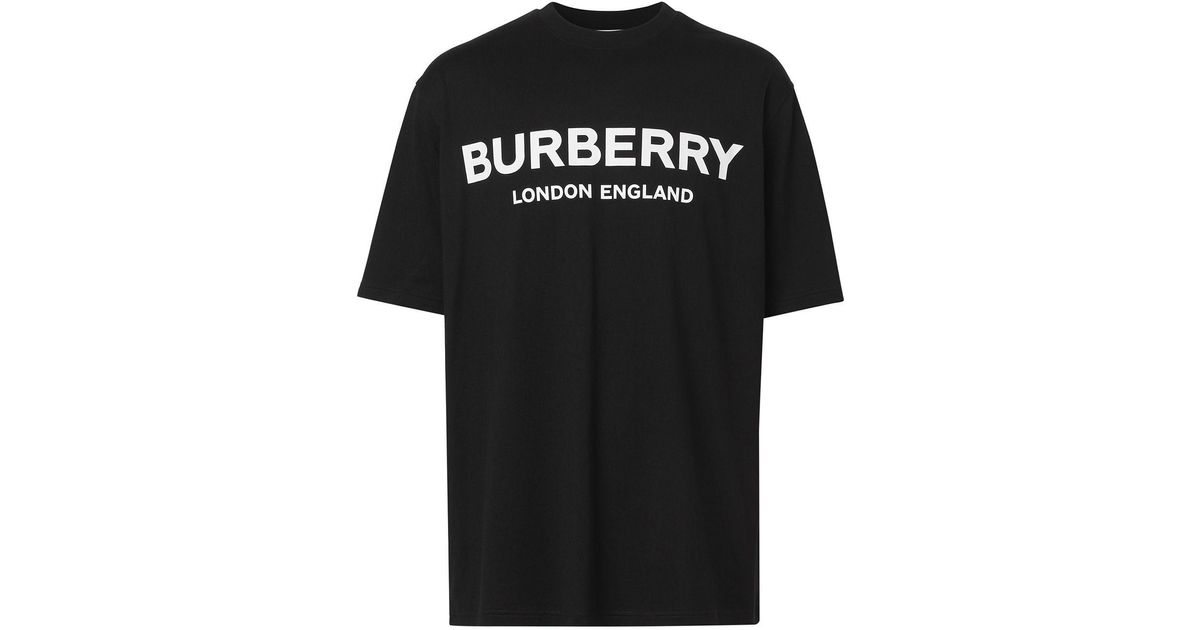 Burberry Logo Print Cotton T Shirt in Black for Men - Save 48% | Lyst  Australia
