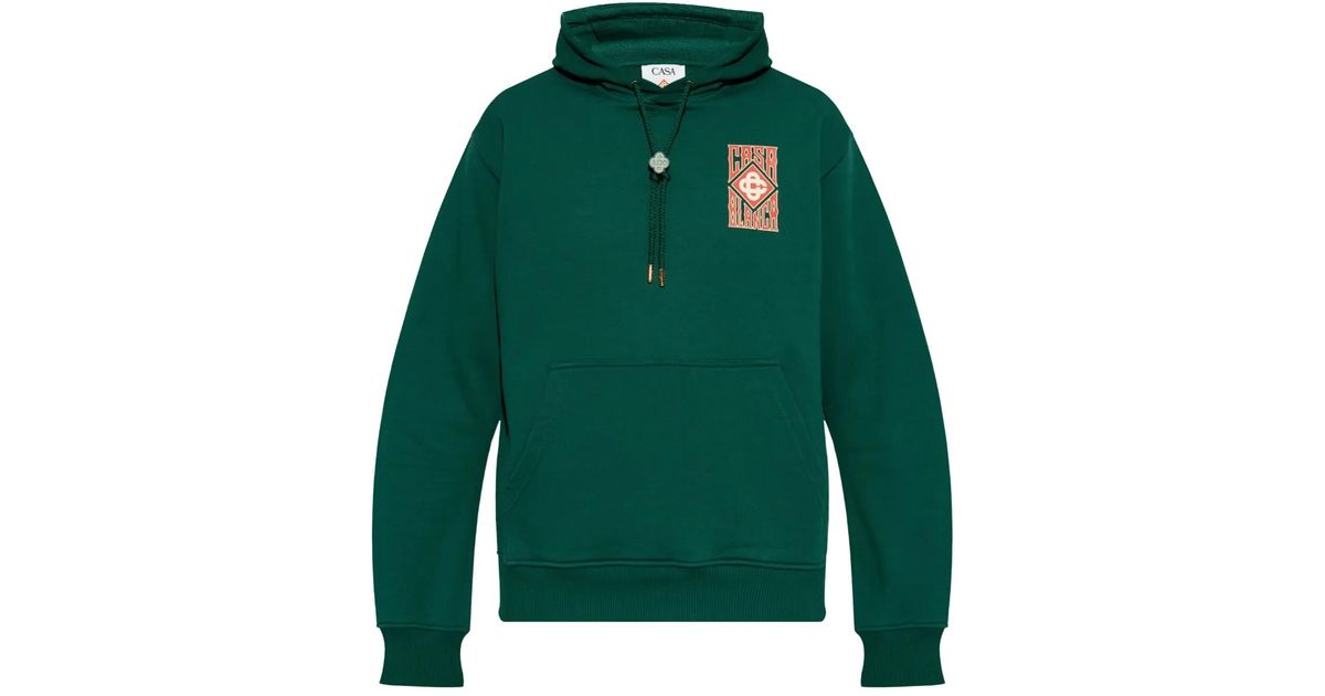 CASABLANCA Gothic Stacked-Logo Hoodie in Green for Men | Lyst