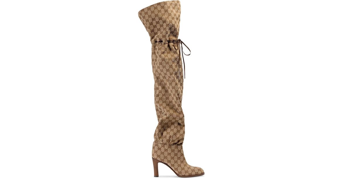 Gucci canvas over clearance the knee boots