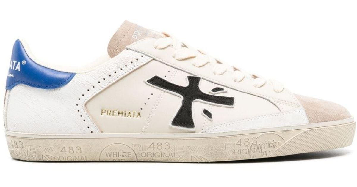 Premiata Steven 6649 Leather Sneakers in White for Men | Lyst