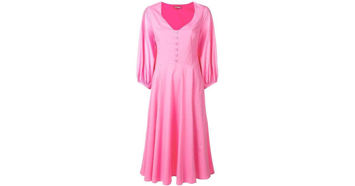 STAUD Cotton Veronica Dress in Pink & Purple (Pink) - Lyst