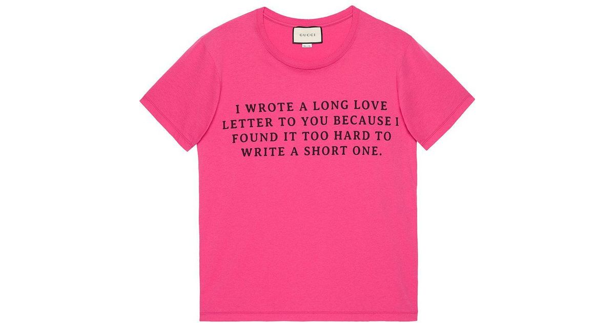 Gucci Cotton Love Letter Print T-shirt in Pink for Men - Lyst