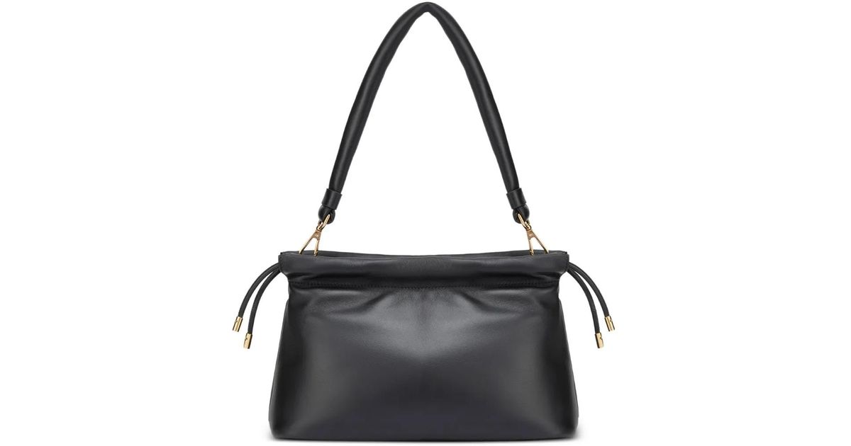 POTAMY Drawstring Leather Shoulder Bag in Black | Lyst
