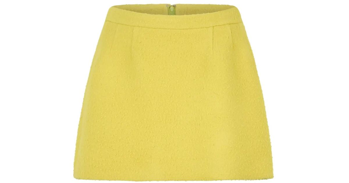 Valentino Garavani Zip-Fastening Mini Skirt in Yellow | Lyst UK