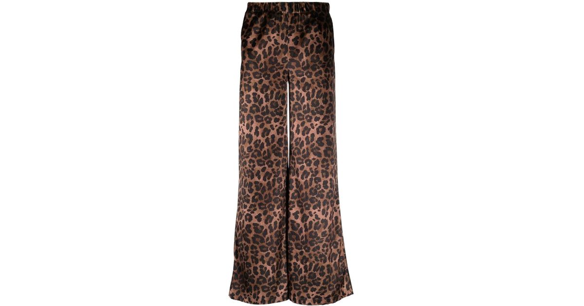 ..,merci Leopard Print Wide-leg Trousers in Brown | Lyst