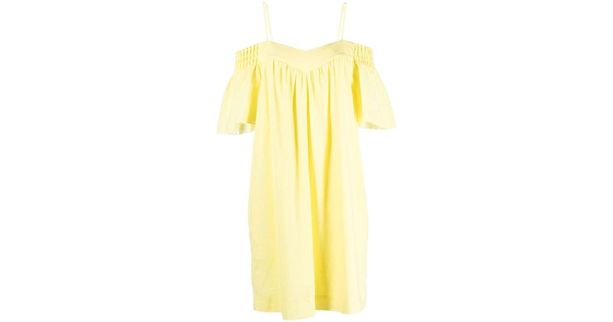 Karl Lagerfeld Belted Linen-blend Midi Dress in Yellow | Lyst