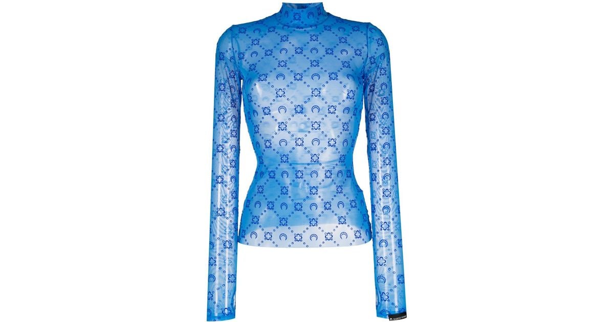 Marine Serre Regenerated Moonogram Mesh Top in Blue | Lyst UK