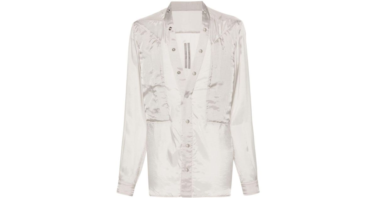 Rick Owens Larry Fogpocket satin shirt - Grey