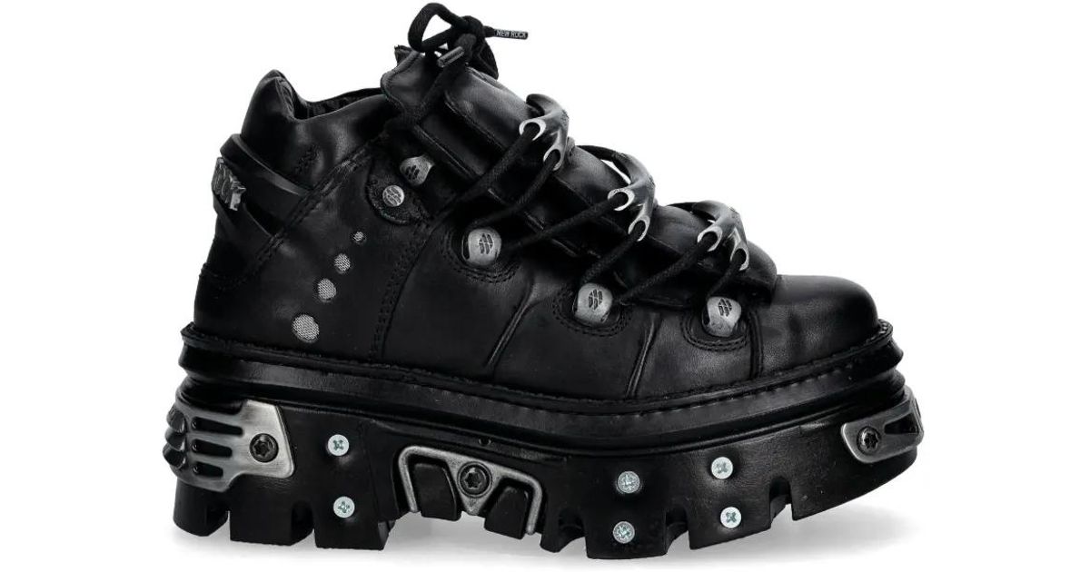 New Rock M-Wall106-S10 Metal Detail Boots in Black | Lyst Australia