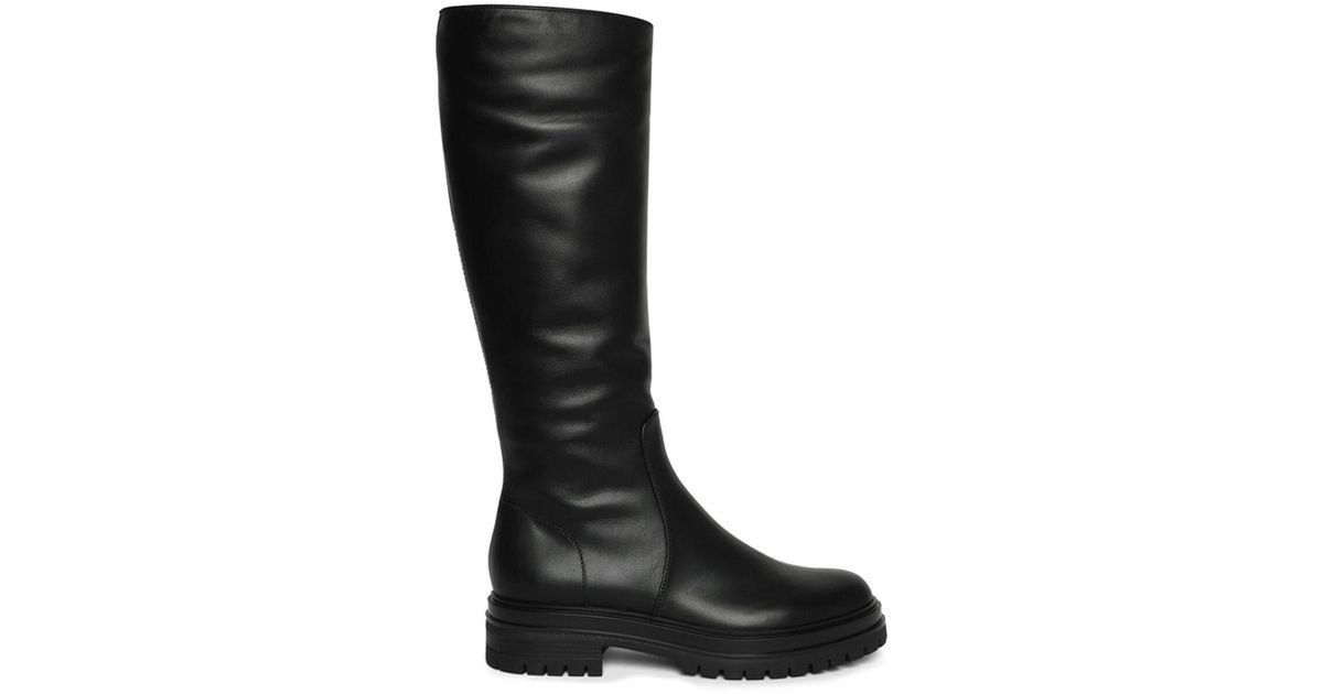 Gianvito Rossi Knee-length Leather Boots in Black | Lyst
