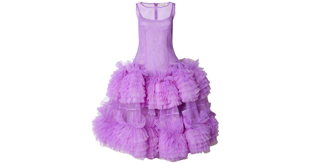 Molly Goddard Yuri Gathered Frill Tulle Dress in Purple | Lyst