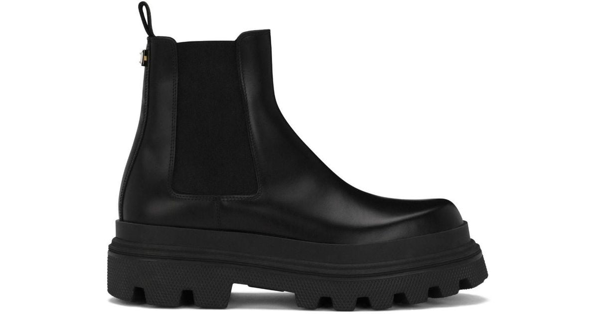 Dolce & Gabbana Brushed Leather Chelsea Boots in Black for Men | Lyst