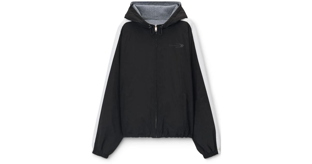 Alexander Wang Reversible Raglan Zip Hoodie in Black | Lyst