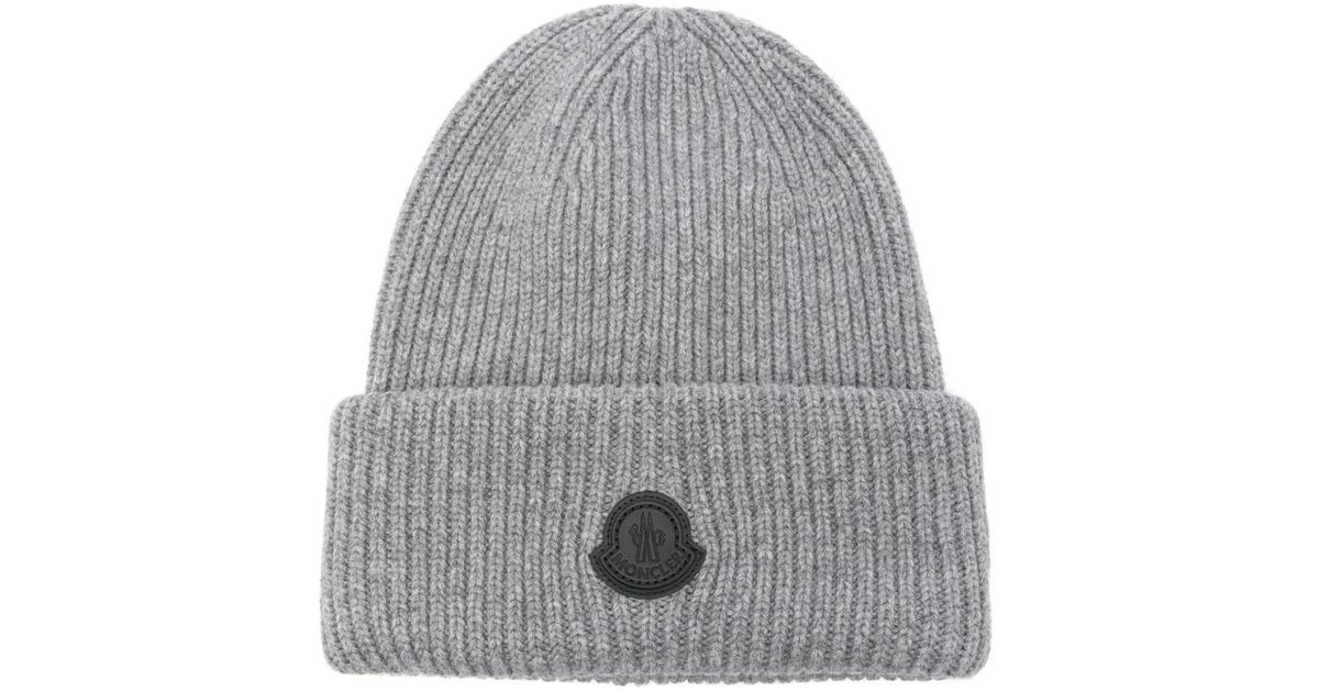 Auth MONCLER logo Wappen beanie hat knit cap Knit hat wool gray Moncler Women main image 2