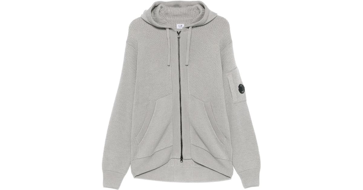 C.P. Company Light Knitted Zip-Up Hoodie With Functional Pockets 