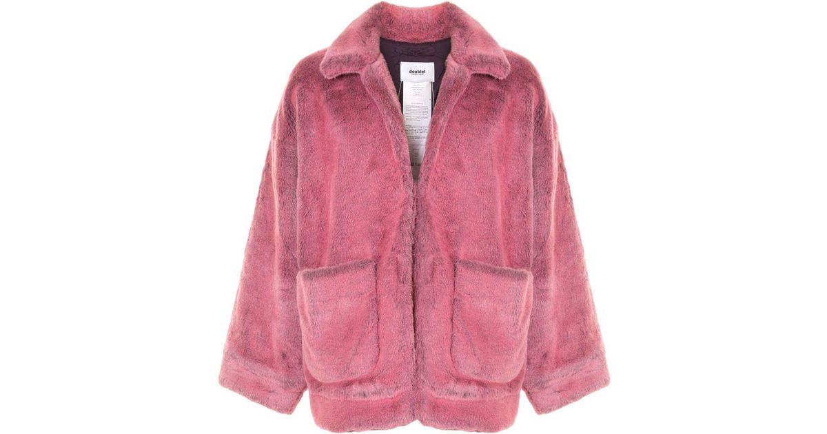 Doublet Hand Painted Faux-fur Jacket in Pink for Men - Lyst