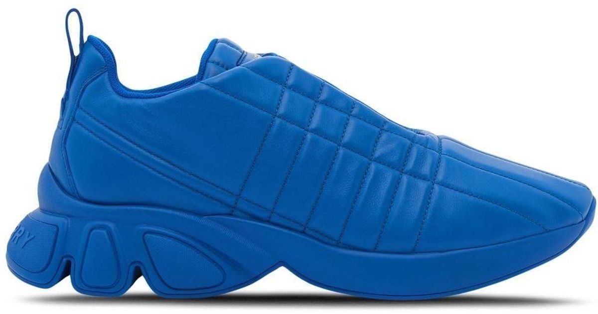 Burberry Quilted Leather Classic Sneakers in Deep Marine Blue (Blue