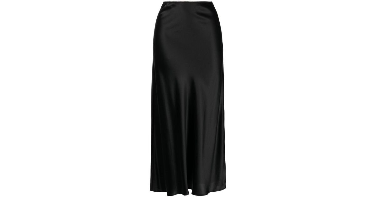 Reformation Layla Silk Midi Skirt in Black | Lyst