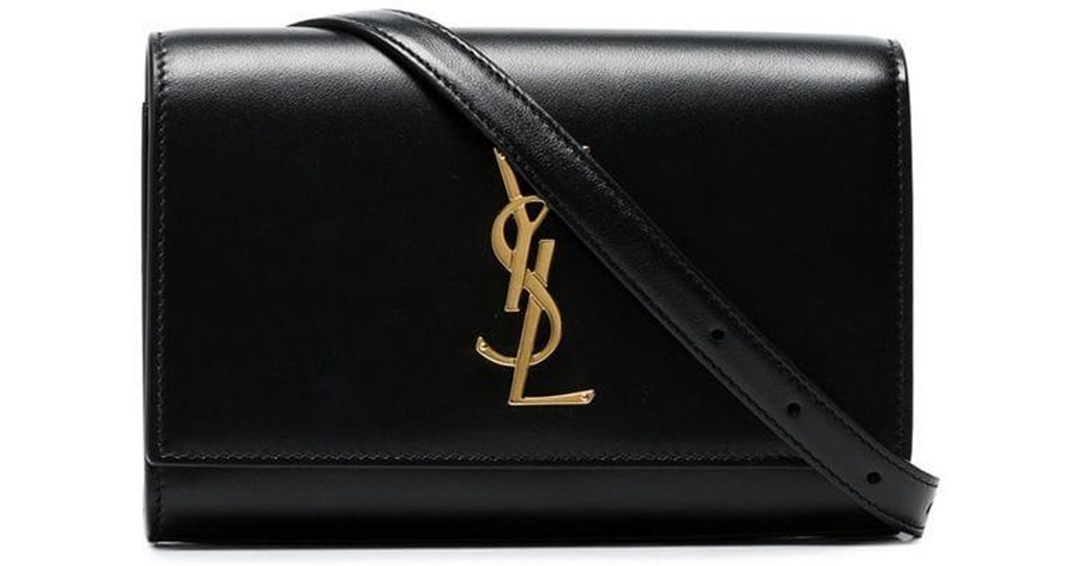 Saint Laurent Black Mini Ysl Leather Belt Bag Lyst