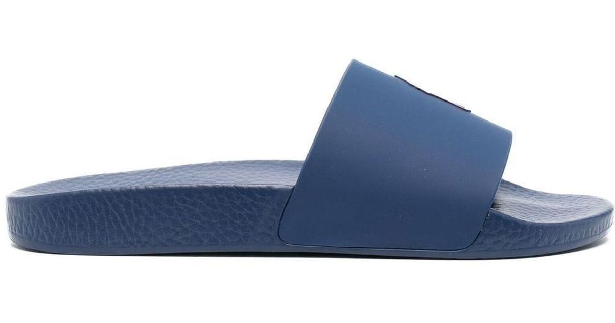 Polo Ralph Lauren Embossed Logo Slide Sandals in Blue for Men | Lyst UK