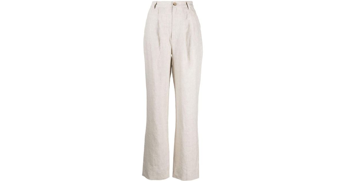 Reformation Mason Linen High-waisted Trousers in White | Lyst