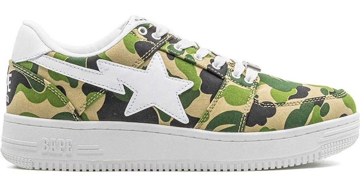 A Bathing Ape Canvas Bapesta Low-top Sneakers in Green for Men | Lyst