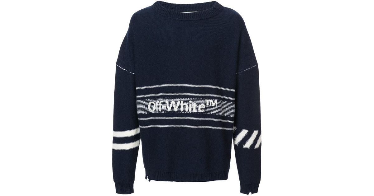 Off-White c/o Virgil Abloh Wool Intarsia-knit Jumper in Blue for 