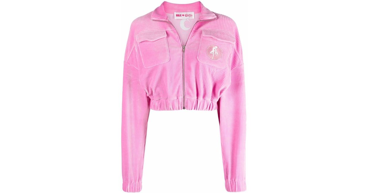 Maje X Sailor Moon Corduroy Cropped Jacket in Pink | Lyst UK